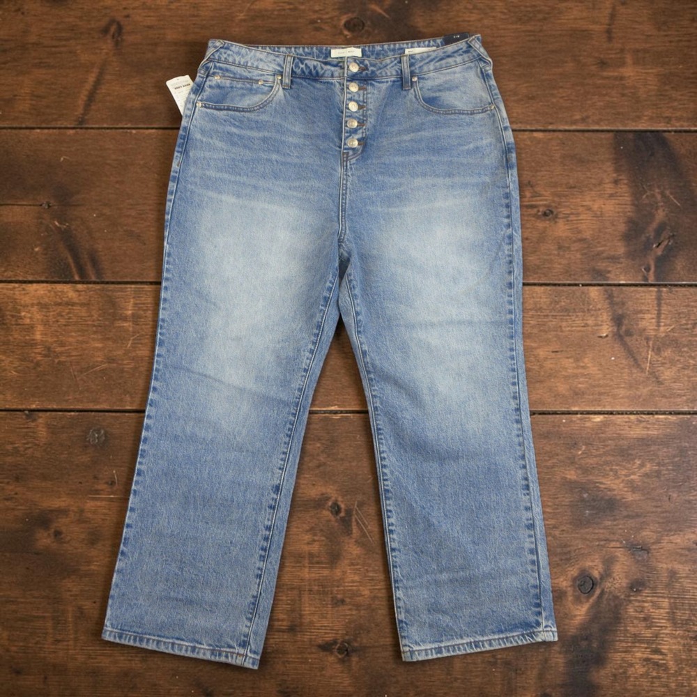 Cleo + Wolf Ankle Jeans Women 34x27 Light Blue Button Fly High Rise Straight NWT
